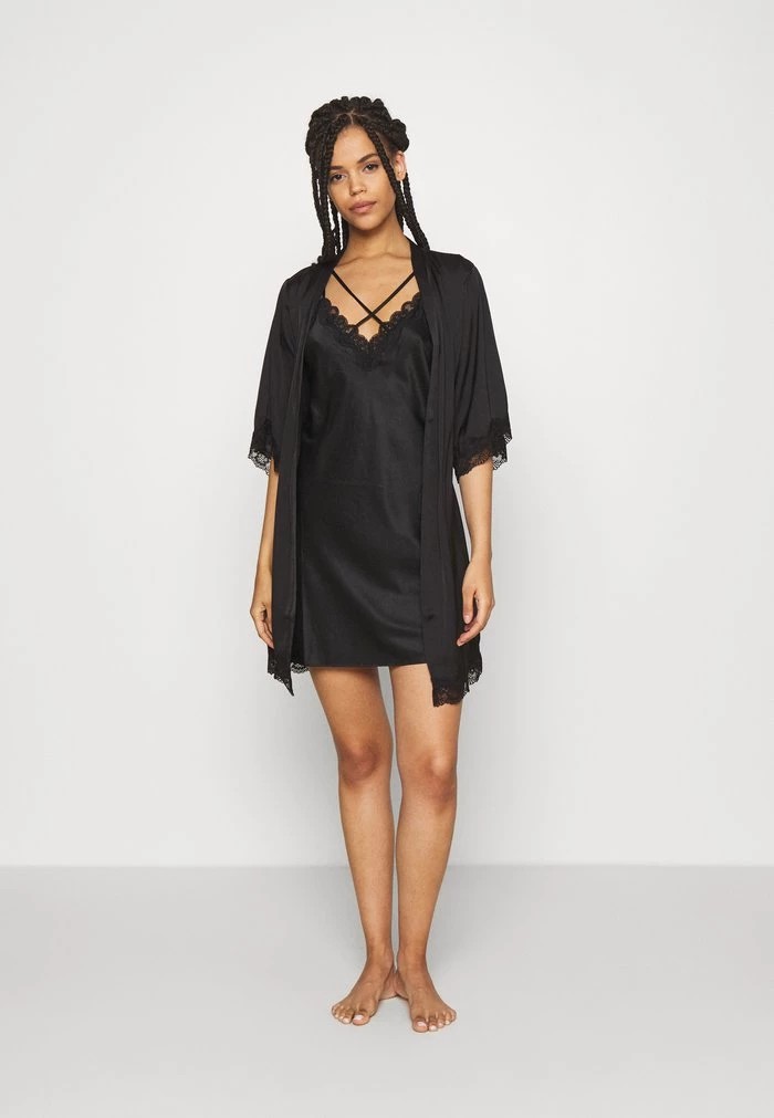 Vêtement De Nuit ANNA FIELD Anna Field Ariana Satin Kimono Noir Femme | XMU-7608319